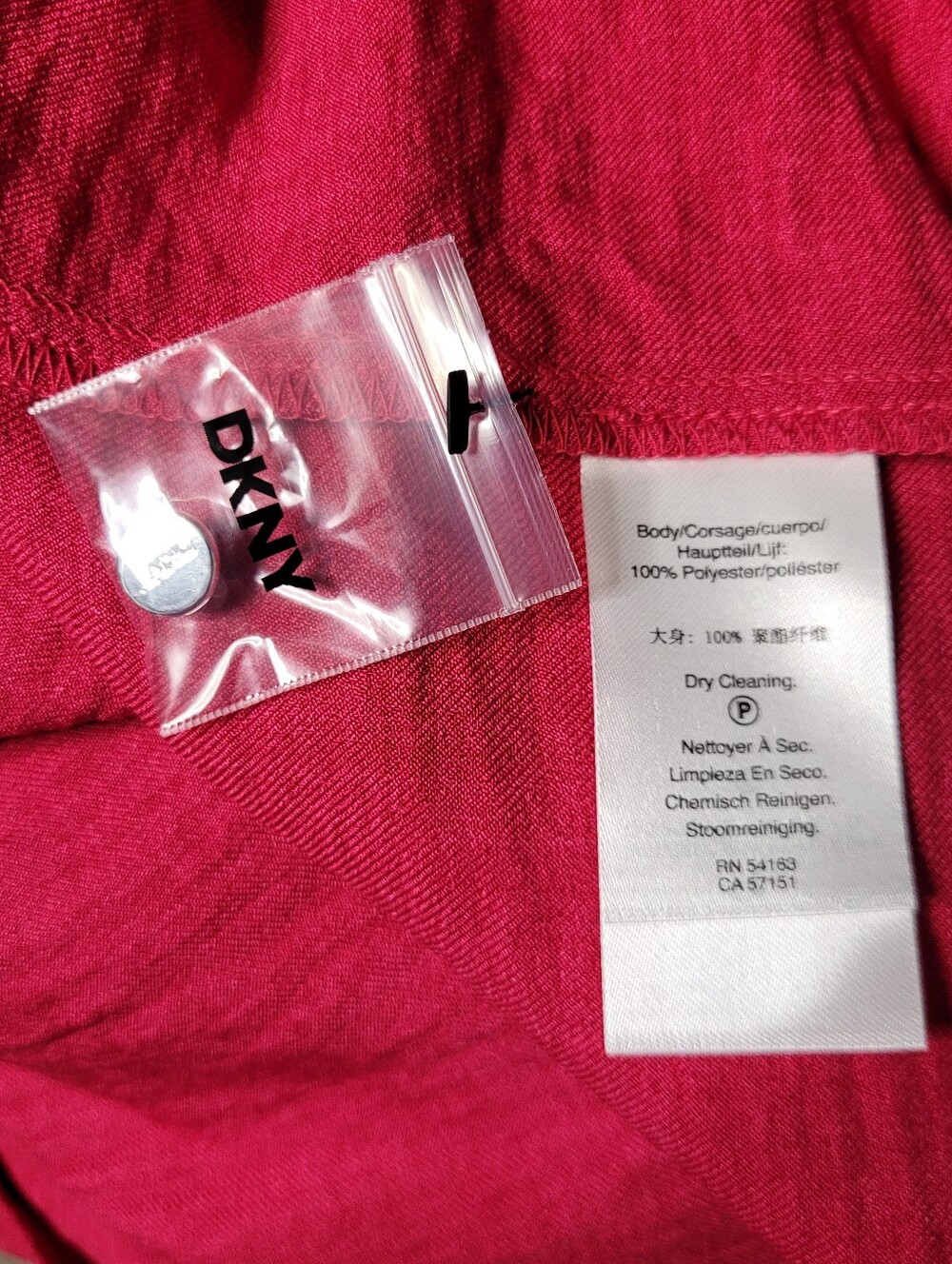 NWT DKNY raspberry pink long-sleeve shirt dress - Picture 10 of 10